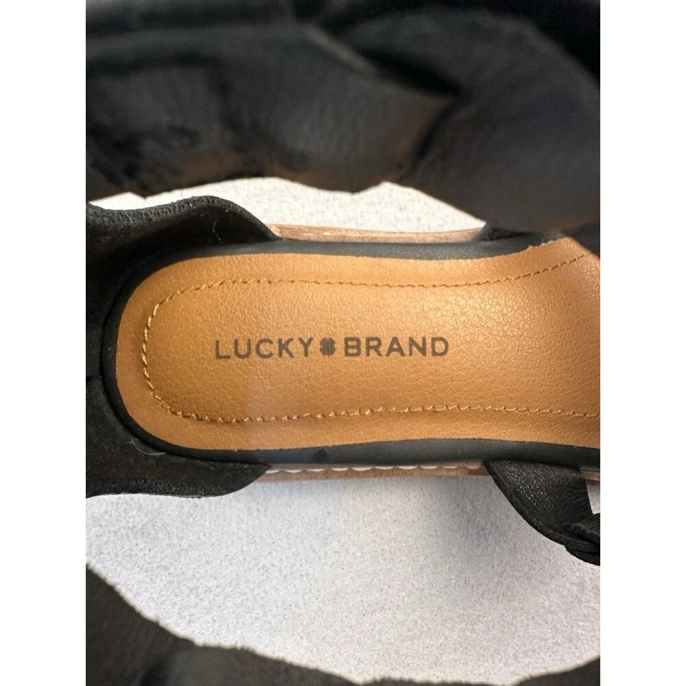 Lucky Brand Women's Kasinda Zipper Leather Gladiator Sandals Black Size 7M NWOT